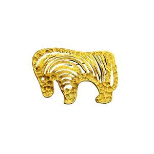 Vintage Zebra Brooch Pin Hammered Brass Design Signed Wildlife Animal Jewelry